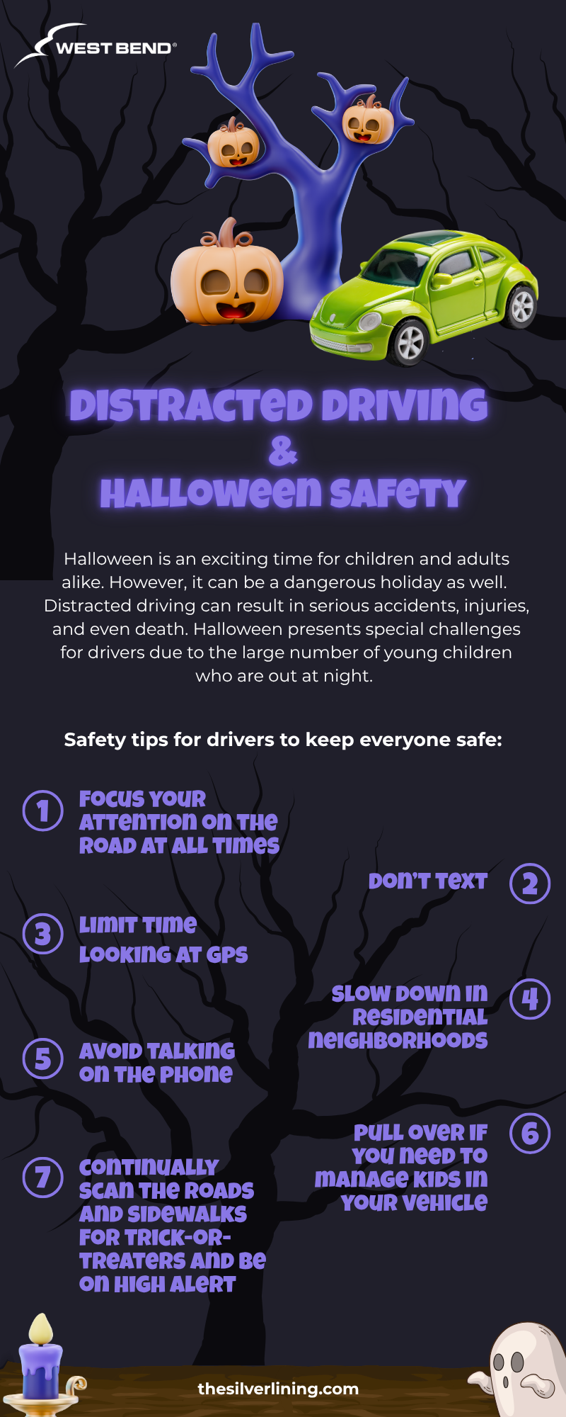 Distracted Driving & Halloween Safety Infographic