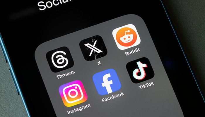 social media apps on phone screen