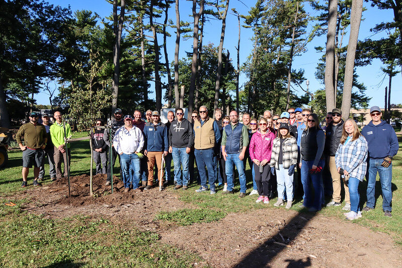 Volunteers gather for group photo at the Arbor Day tree planting event held at Murphy Park in Green Bay, WI.