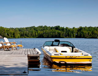boat docked on the water
