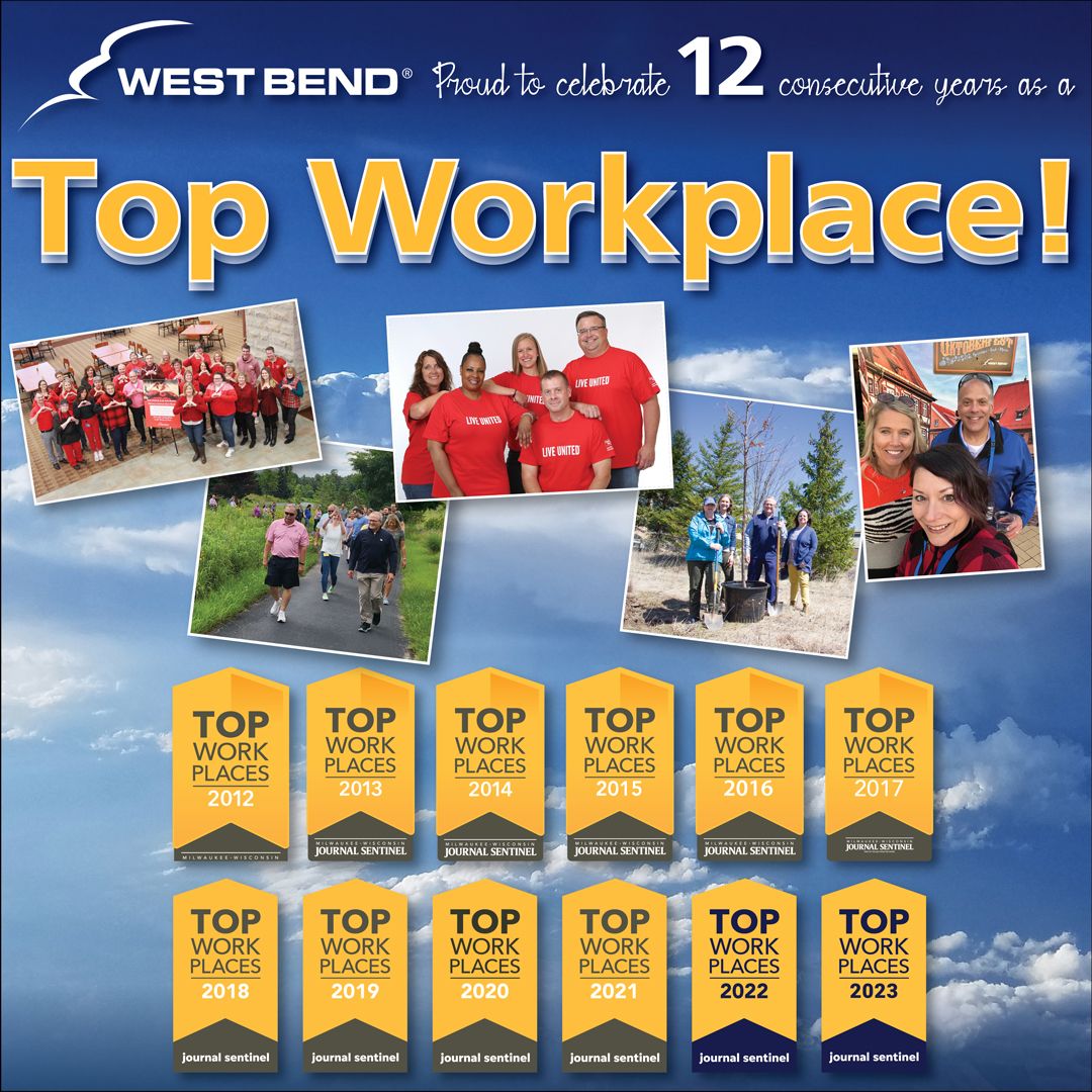 Top Workplace banners from years 2012 through 2023.