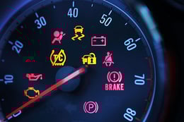 multiple warning lights on car dashboard