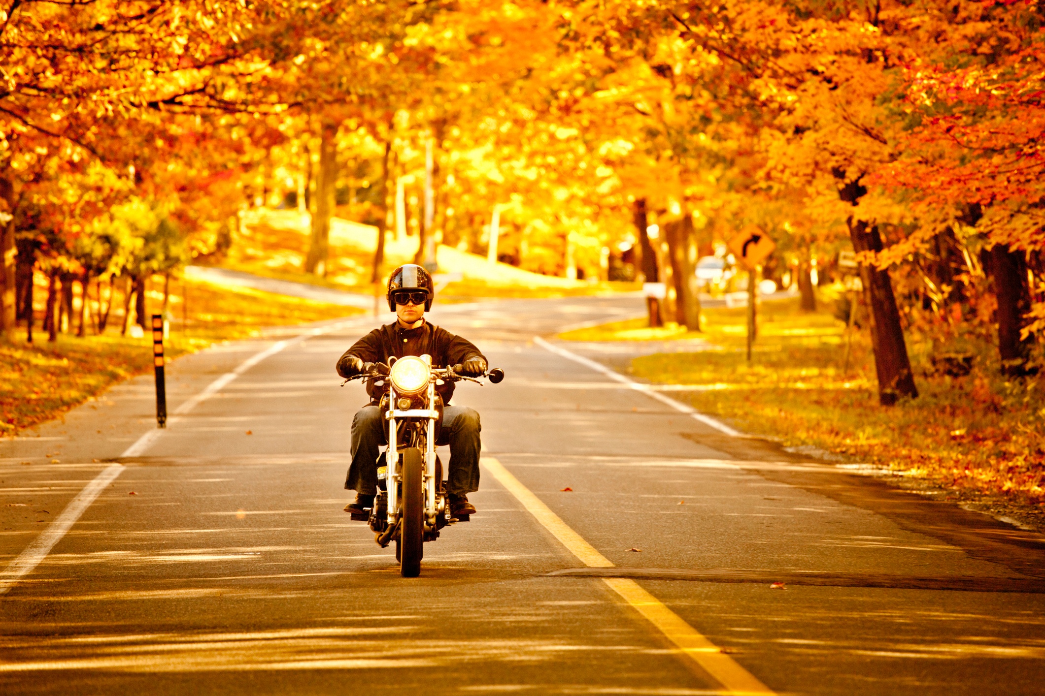 Fall ride on motorcycle