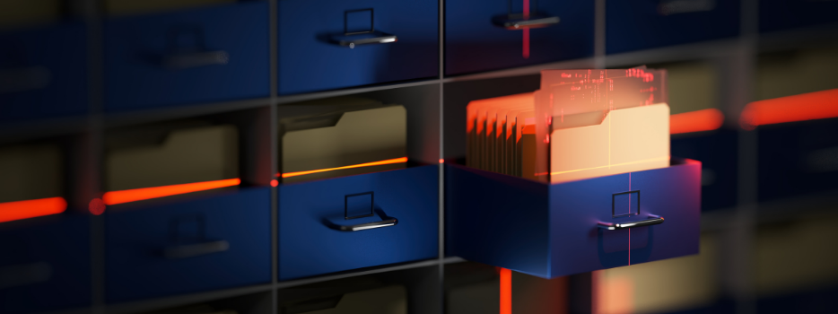 a file cabinet with files being taken out