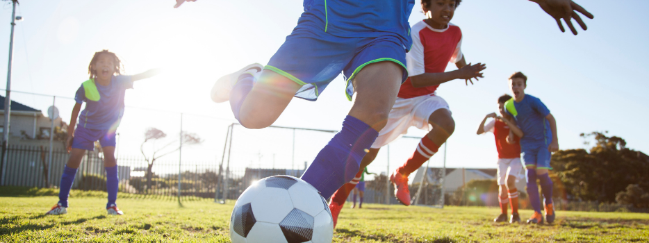 Boys playing soccer
