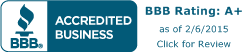 Better Business Bureau Accredited Business Rating A+ as of 10-6-2022