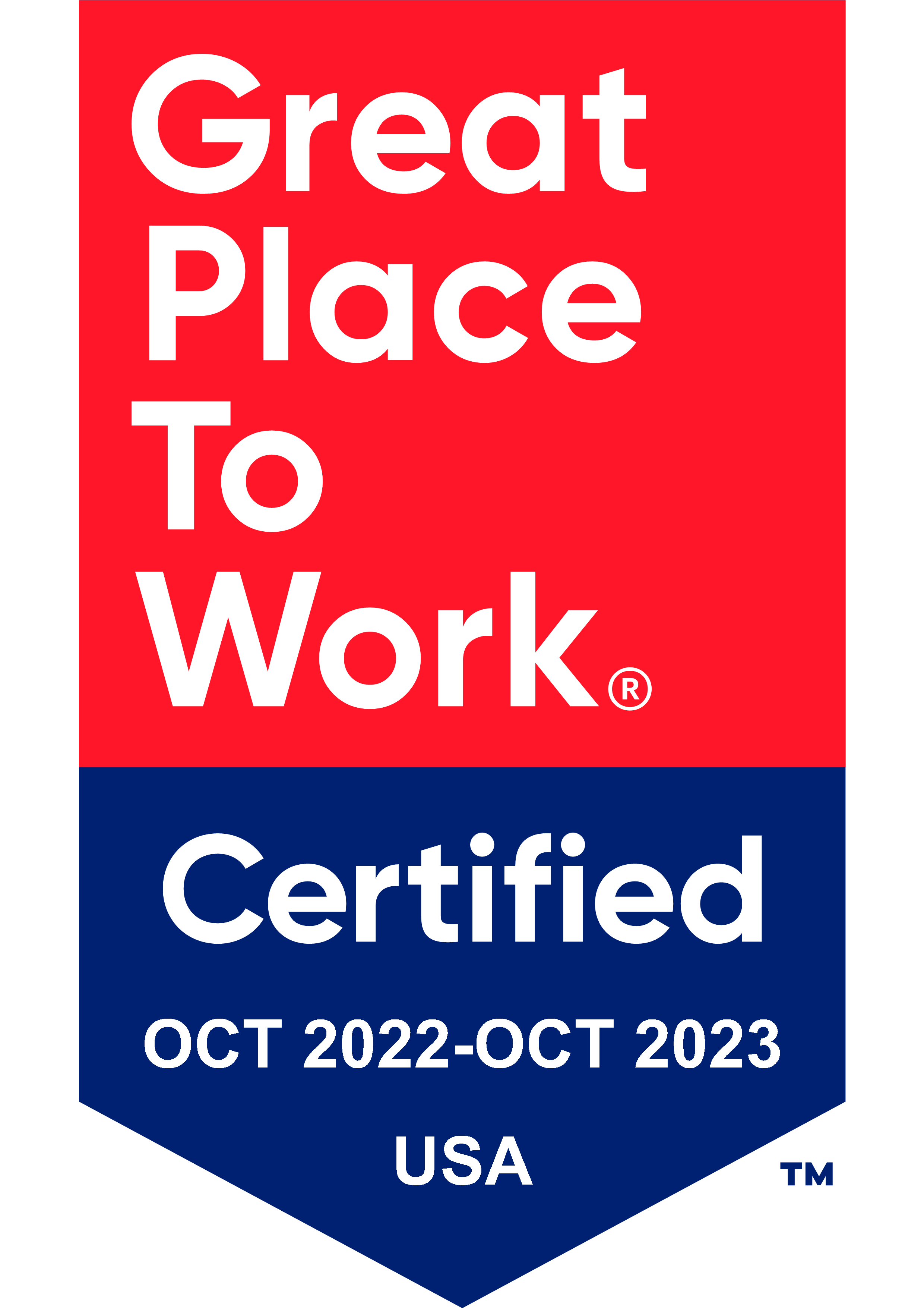 Great Place to Work certified Oct 2022-Oct 2023